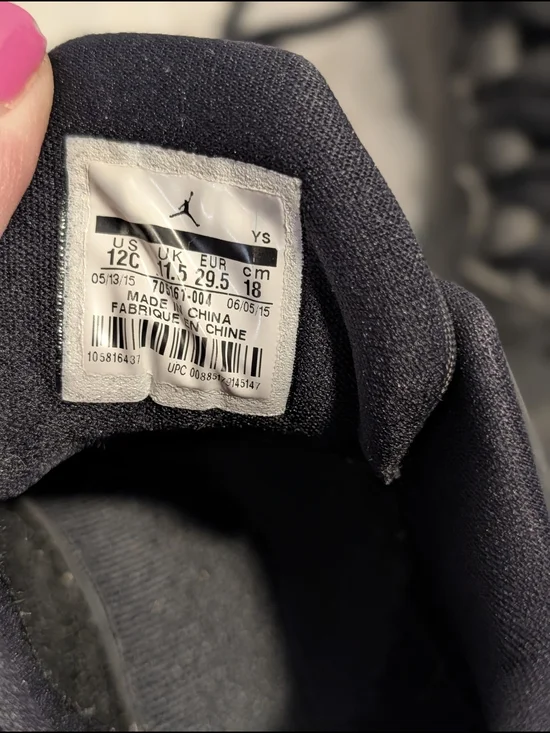 Jordan Black Youth High-Top Sneakers Size 12C - Picture 4 of 4